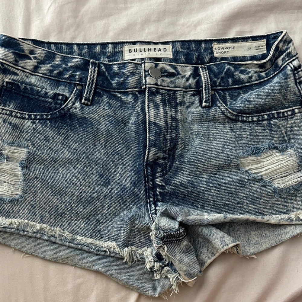 Bullhead Women's Distressed Blue Jean Shorts